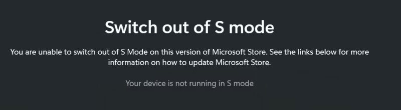 Windows không ở chế độ S Mode 